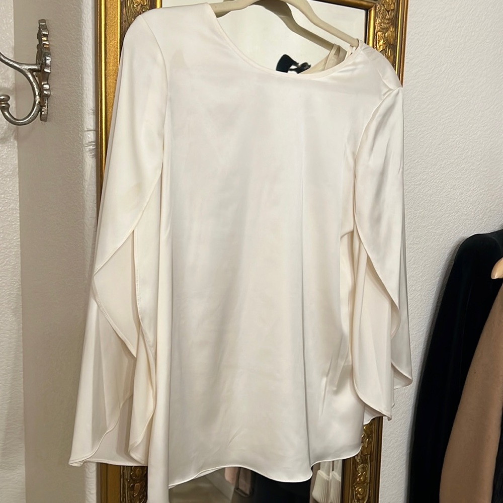 White Satin Blouse size xs